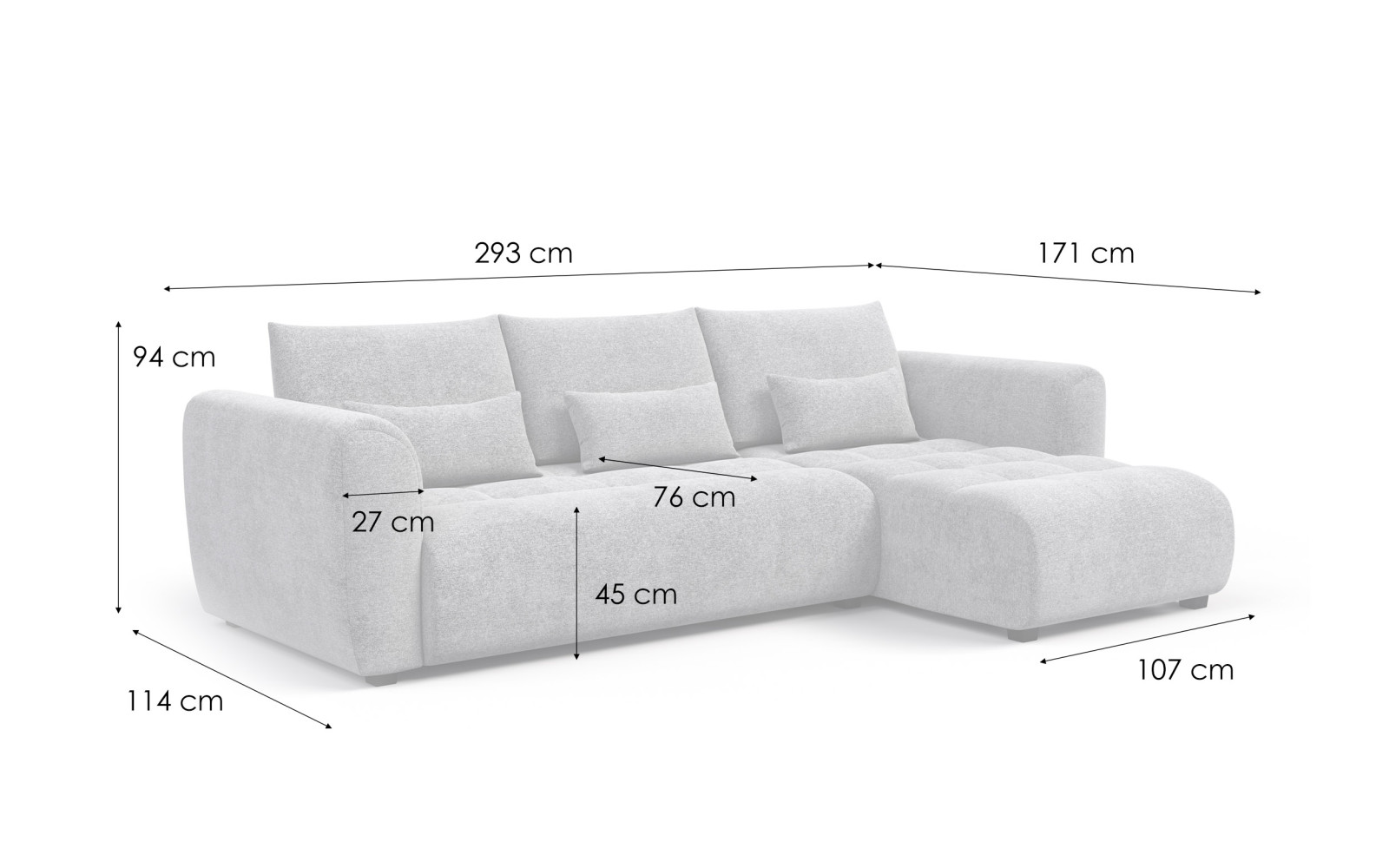 Ecksofa 4-Sitzer rechts SORENO, gelb