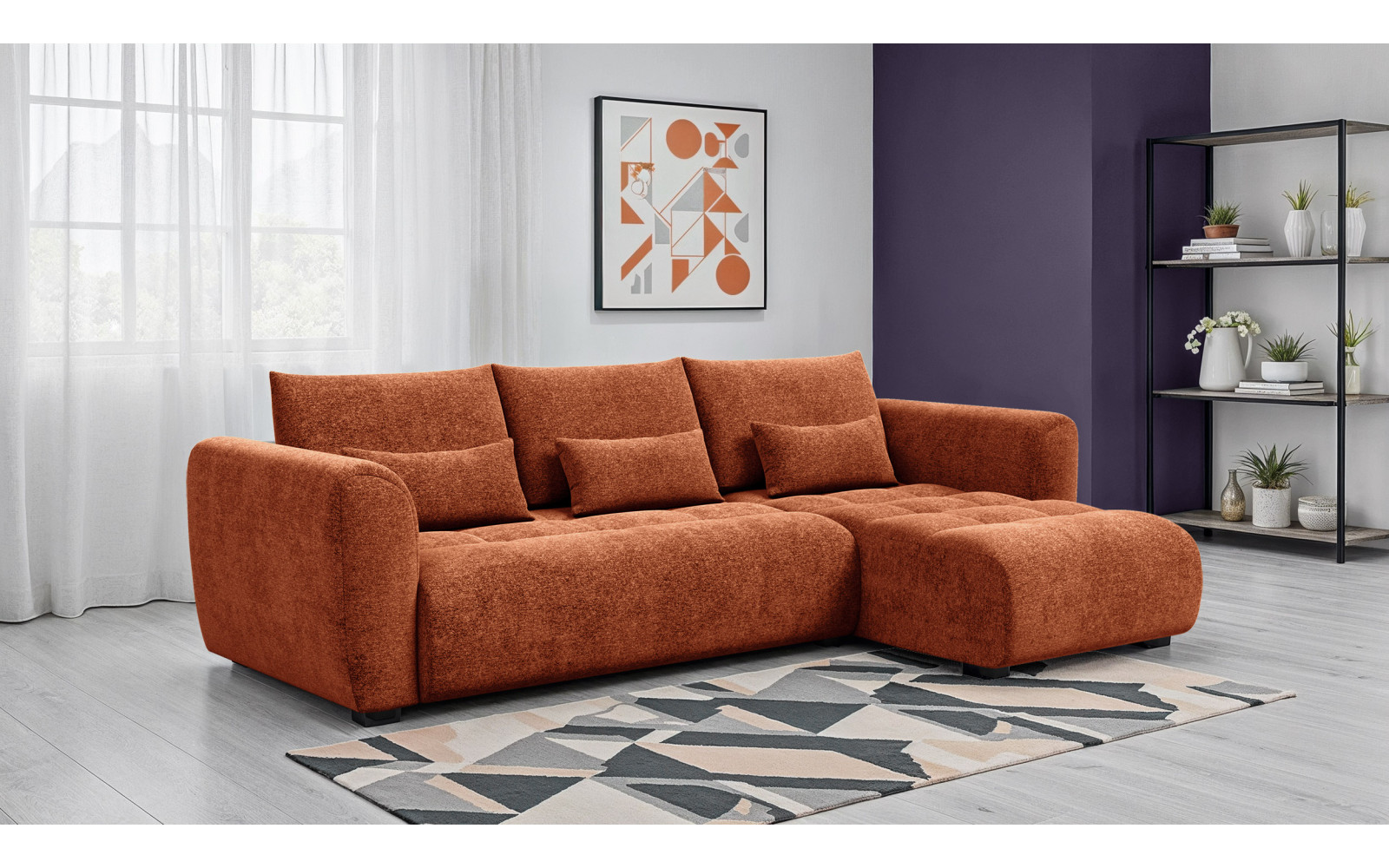 Ecksofa 4-Sitzer rechts SORENO, orange