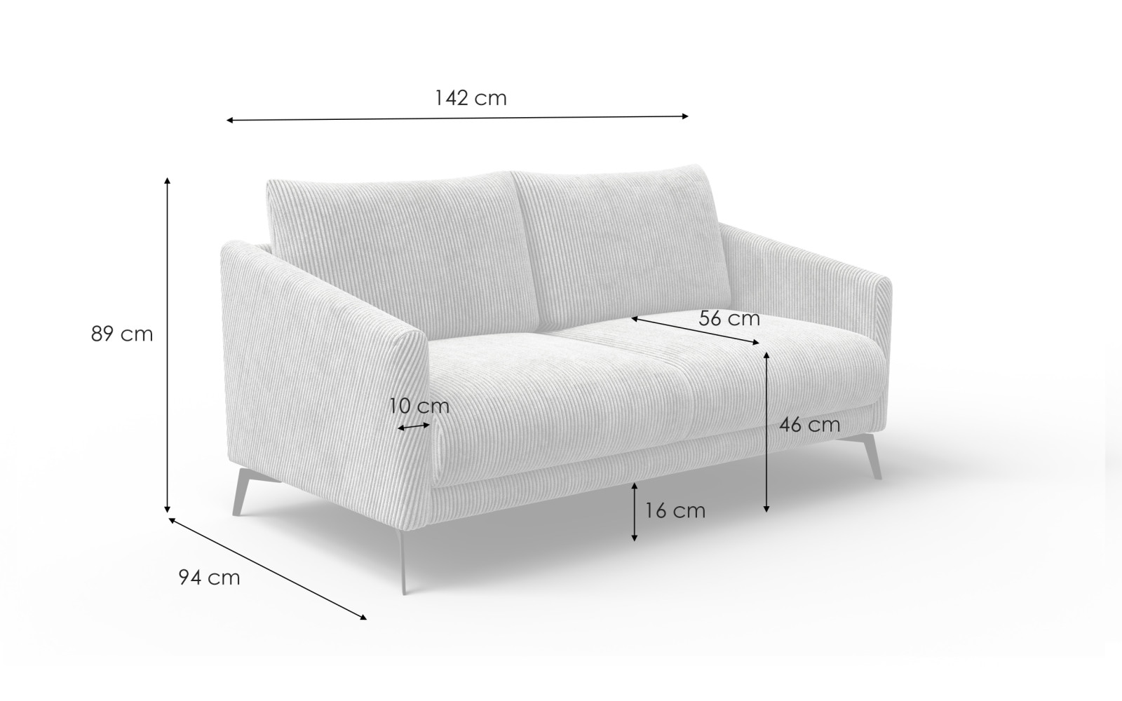 Sofa 2-Sitzer VILT, perlweiß
