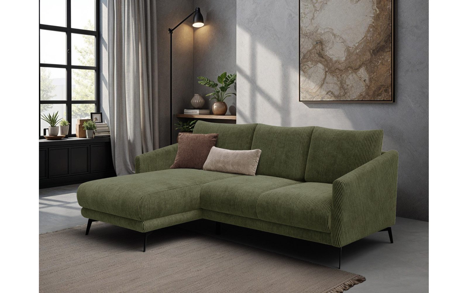Ecksofa 3-Sitzer links VILT, olive