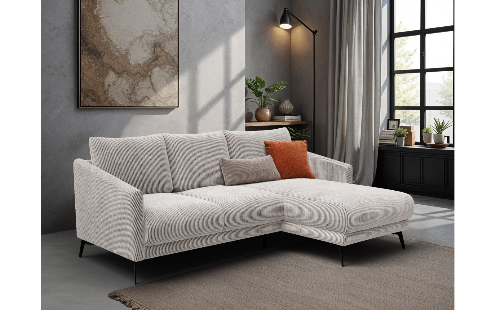 Ecksofa 3-Sitzer rechts VILT, perlweiß