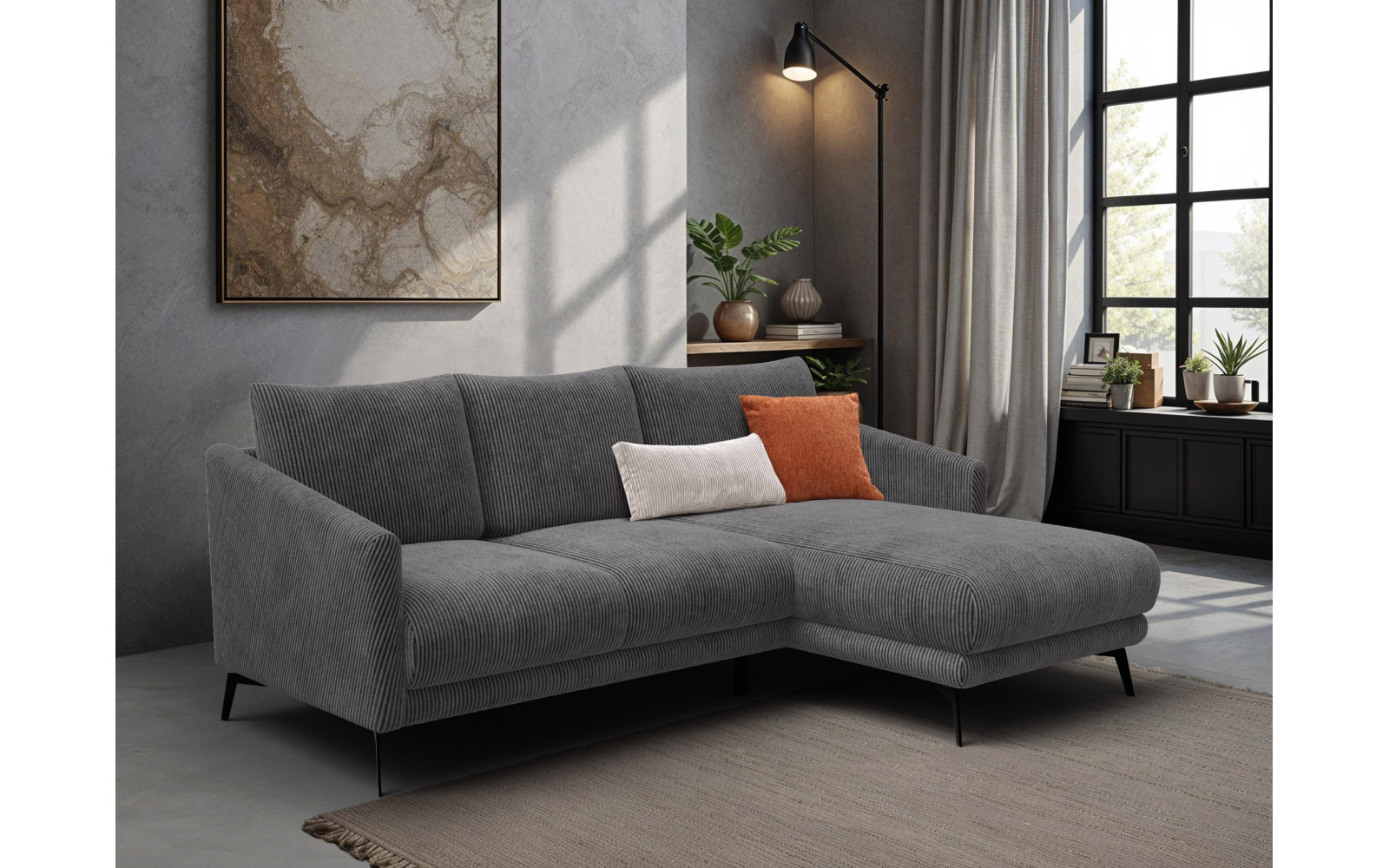 Ecksofa 3-Sitzer rechts VILT, dunkelgrau