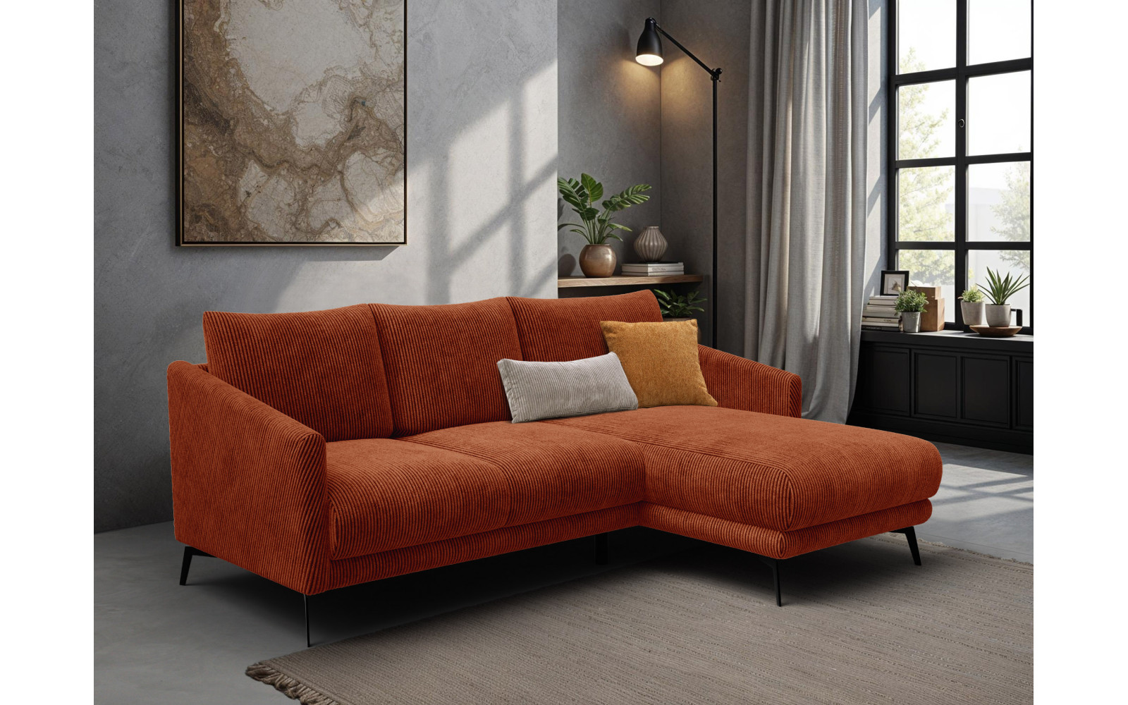 Ecksofa 3-Sitzer rechts VILT, orange