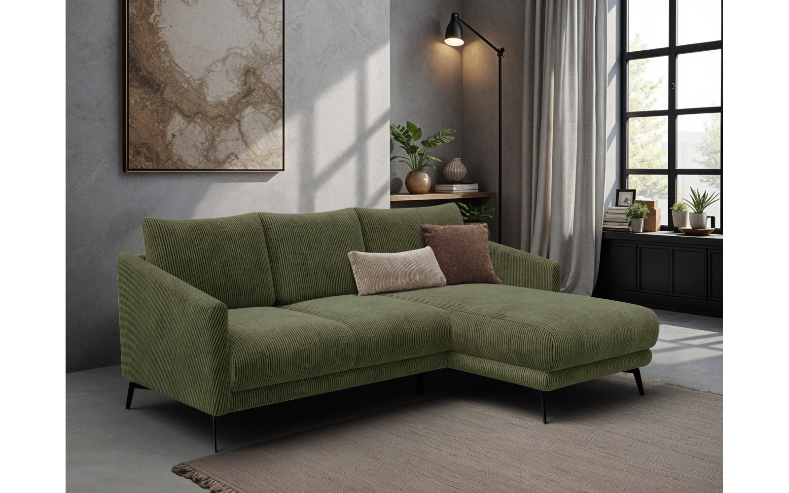 Ecksofa 3-Sitzer rechts VILT, olive