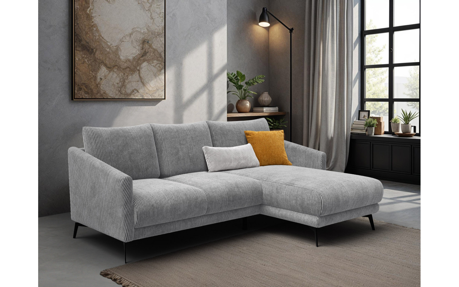 Ecksofa 3-Sitzer rechts VILT, hellgrau