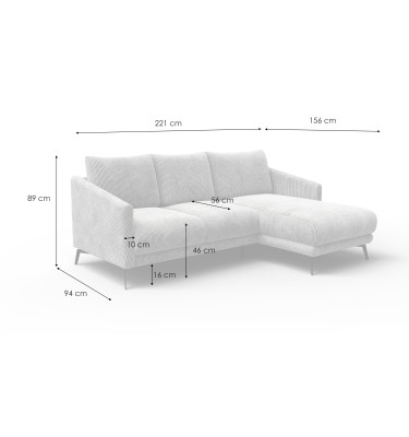 Ecksofa 3-Sitzer rechts VILT, mint