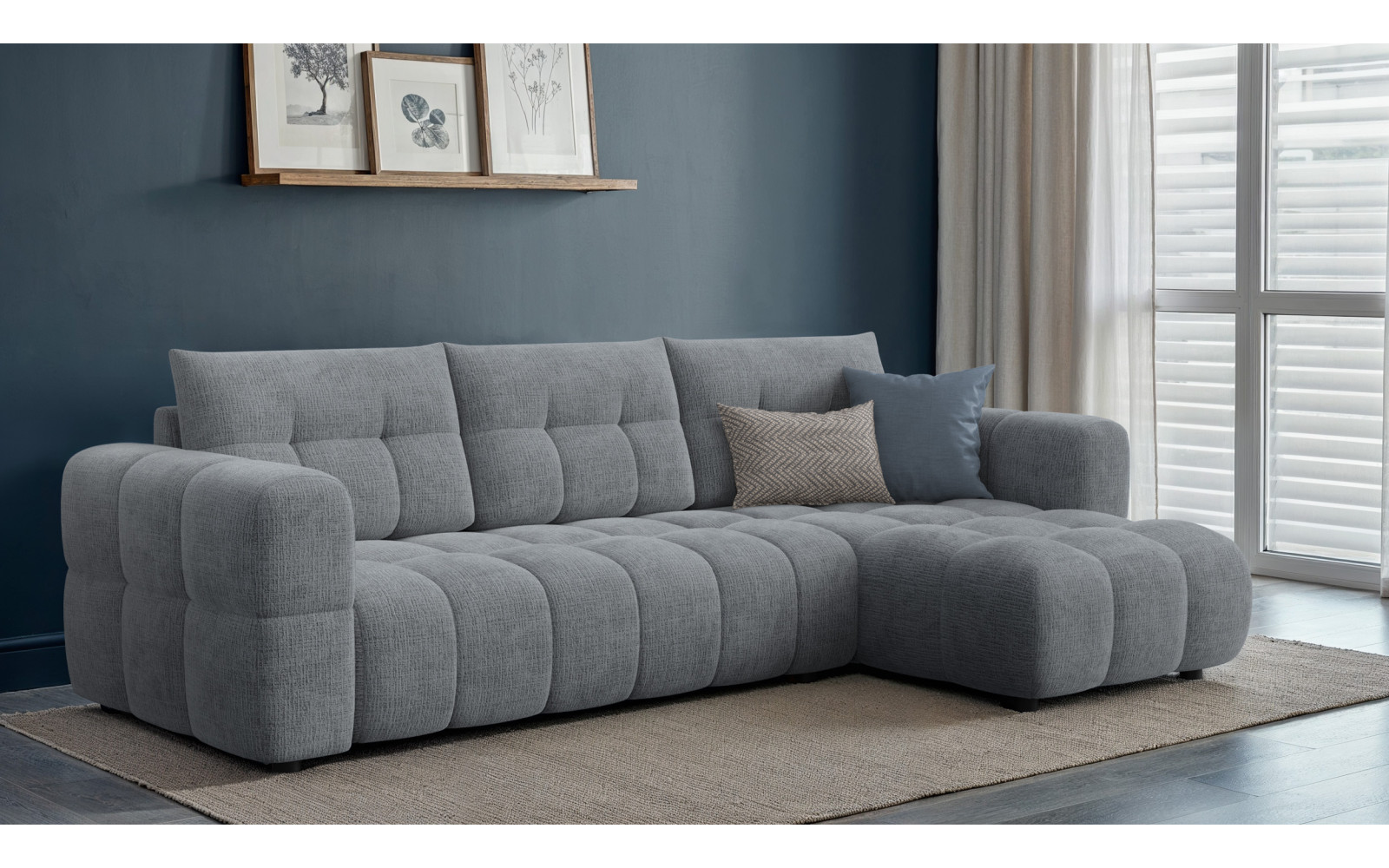 CLOUDI Ecksofa 4-Sitzer rechts, dunkelgrau