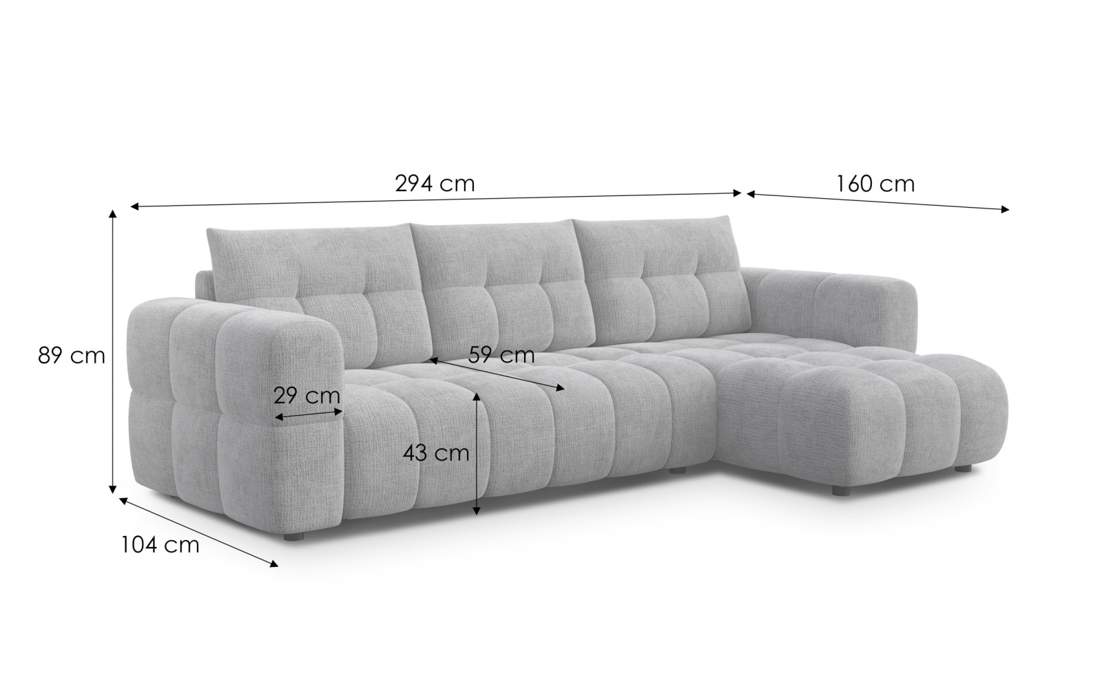 CLOUDI Ecksofa 4-Sitzer rechts, marineblau