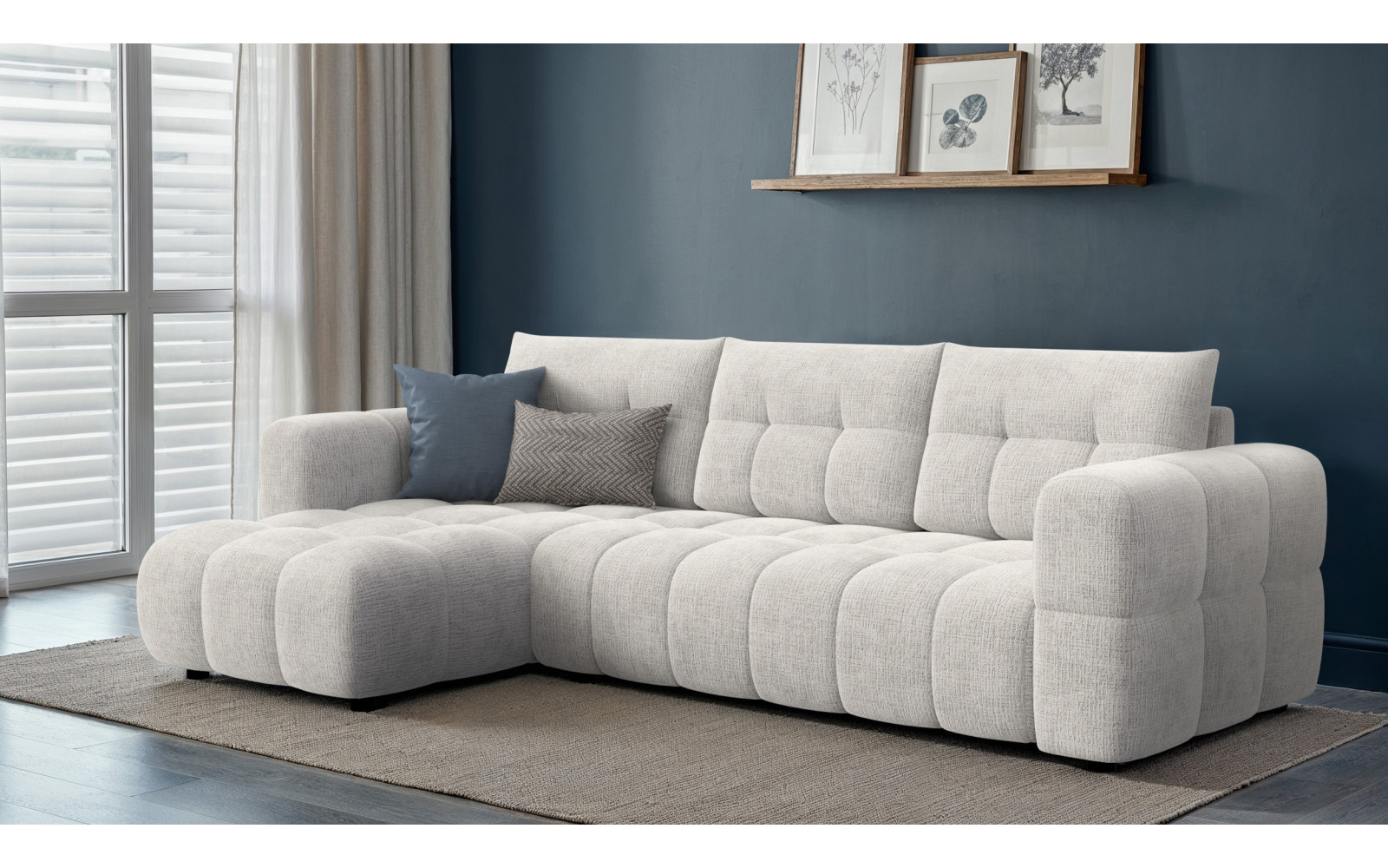CLOUDI Ecksofa 4-Sitzer links, creme