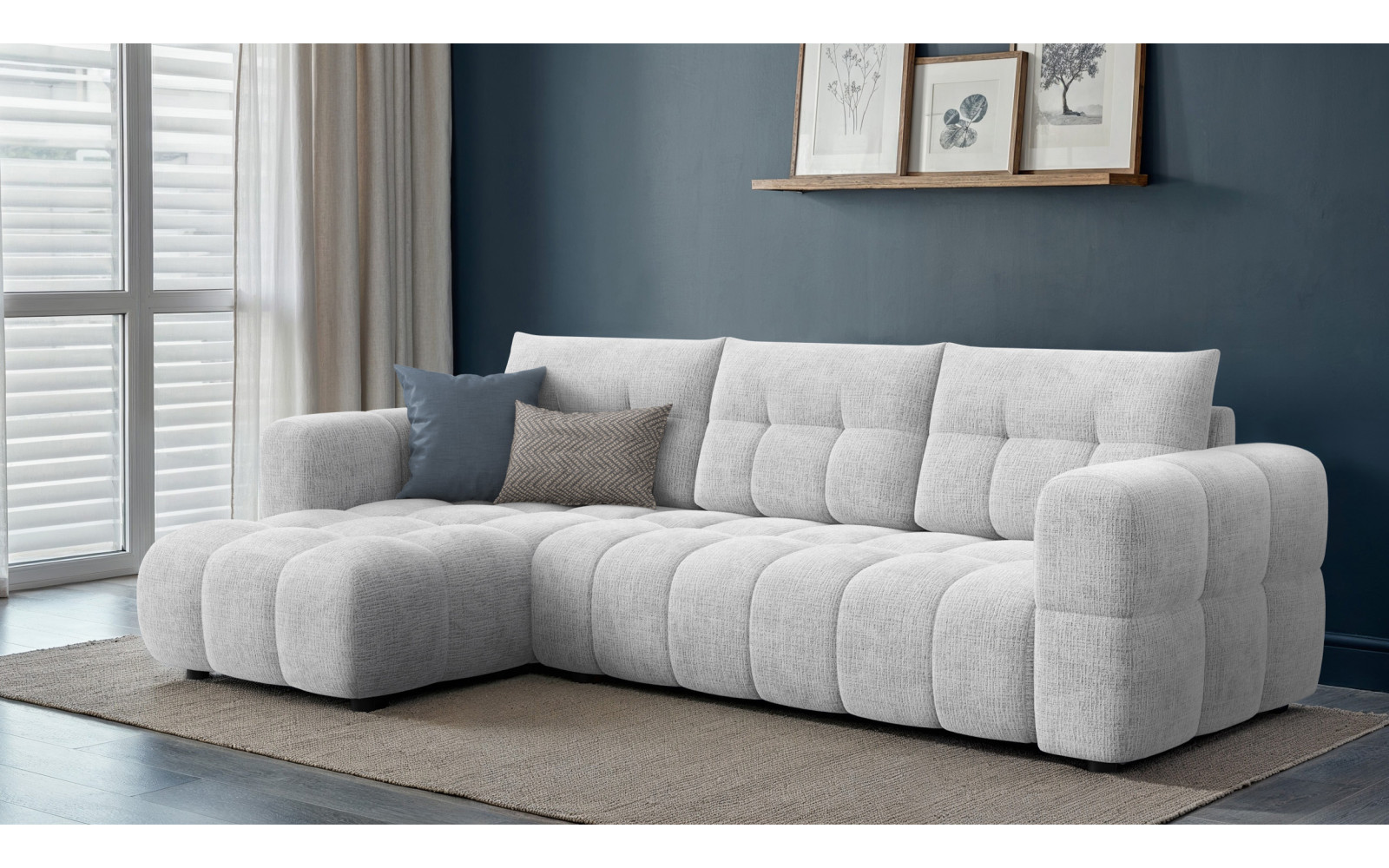 CLOUDI Ecksofa 4-Sitzer links, hellgrau