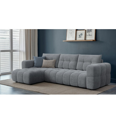 CLOUDI Ecksofa 4-Sitzer links, dunkelgrau