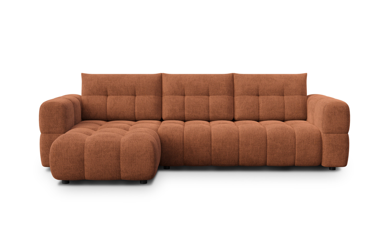 CLOUDI Ecksofa 4-Sitzer links, rostrot
