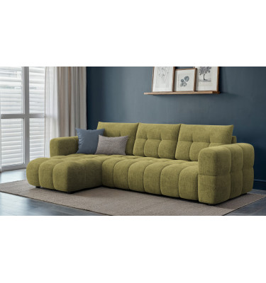 CLOUDI Ecksofa 4-Sitzer links, olivgrün