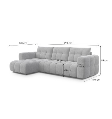CLOUDI Ecksofa 4-Sitzer links, marineblau