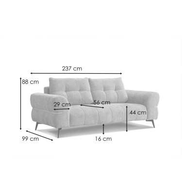 Sofa 3-Sitzer SALVINI, dunkelgrau