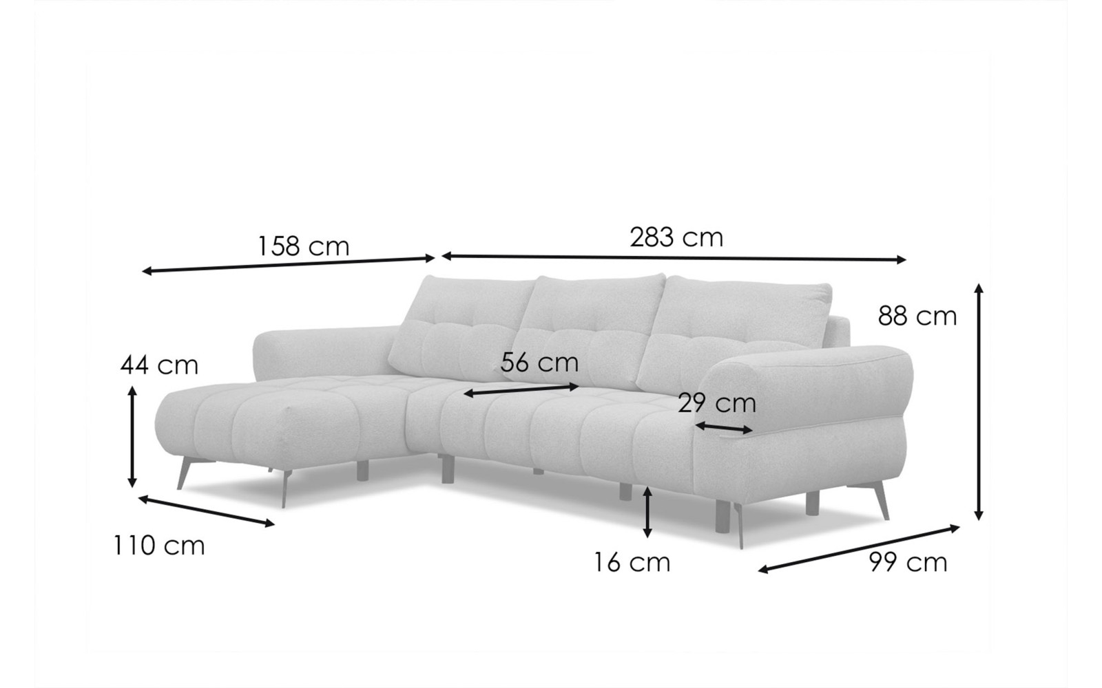 Ecksofa 4-Sitzer SALVINI, dunkelblau