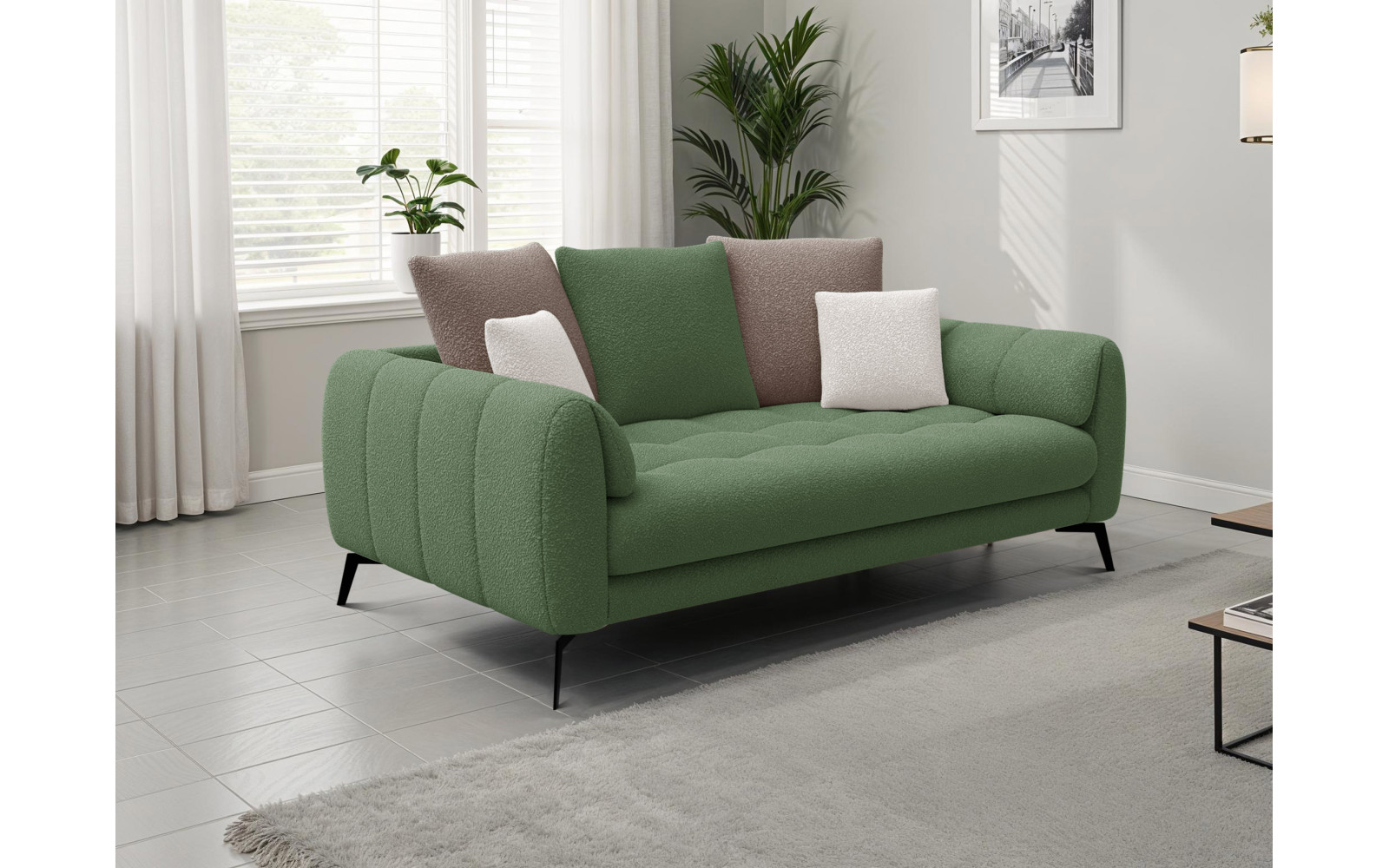 Sofa 2,5-Sitzer CALME, olive und beige