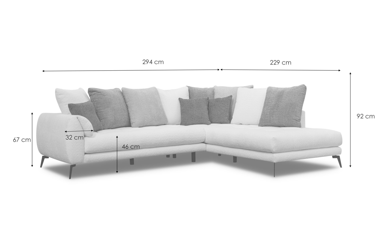 Ecksofa 5-Sitzer CALME, creme