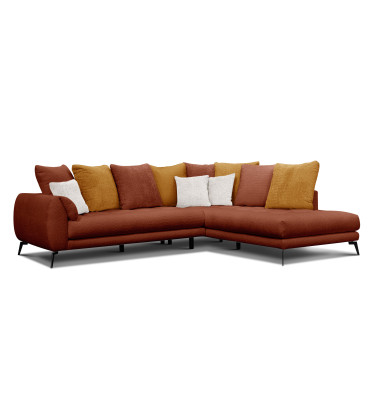 Ecksofa 5-Sitzer CALME, dunkelorange und écru