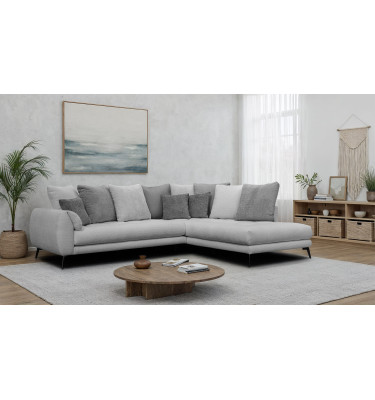 Ecksofa 5-Sitzer CALME, hellgrau und dunkelgrau