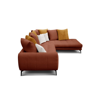 Ecksofa 5-Sitzer CALME, dunkelorange und écru