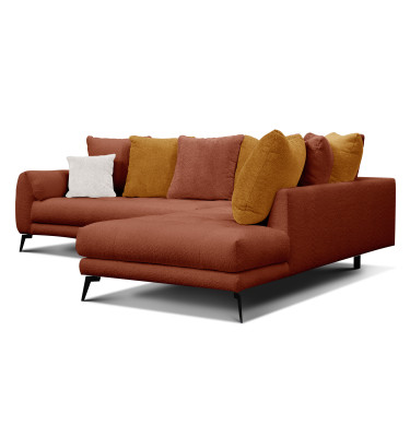 Ecksofa 5-Sitzer CALME, dunkelorange und écru