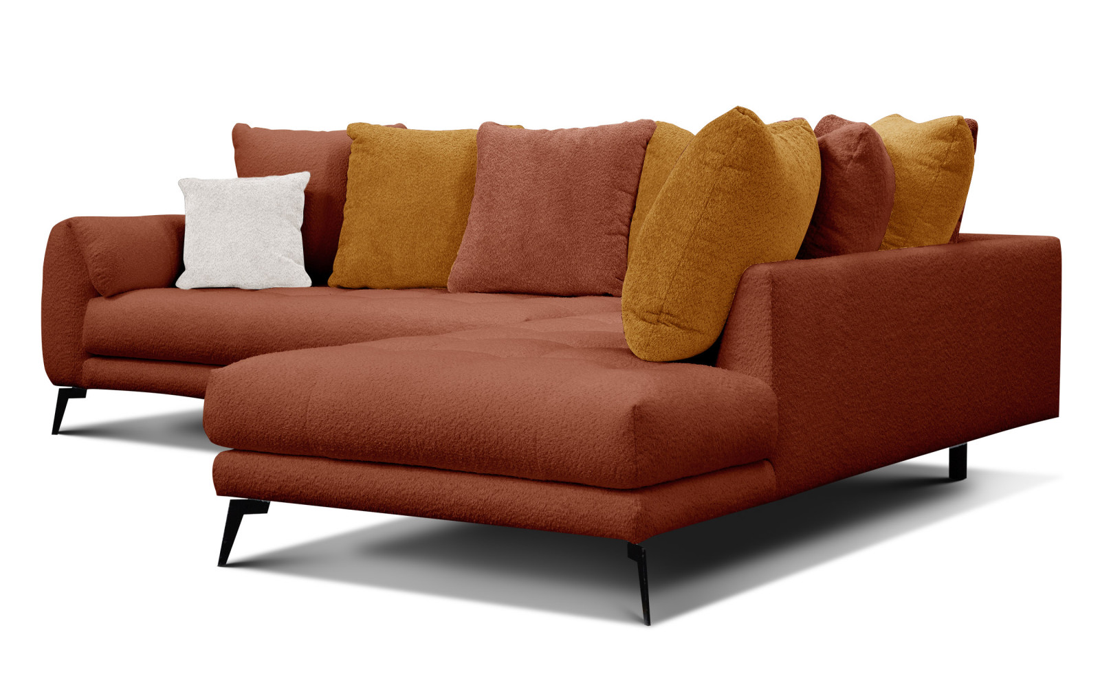 Ecksofa 5-Sitzer CALME, dunkelorange und écru