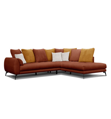 Ecksofa 5-Sitzer CALME, dunkelorange und écru