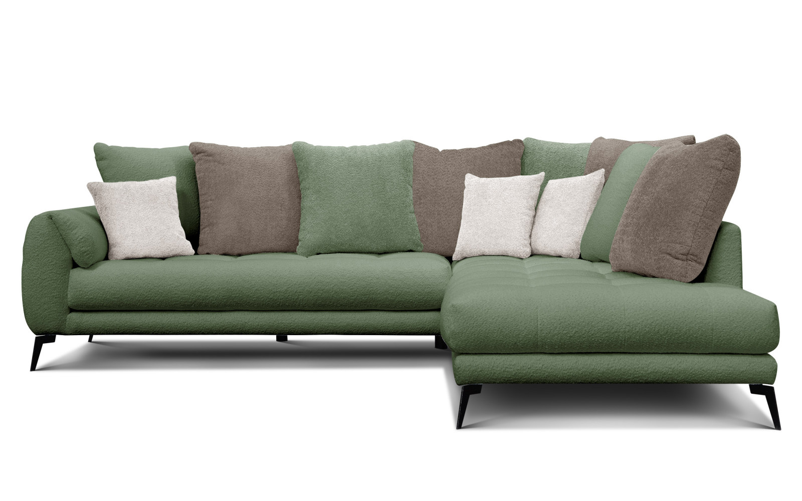 Ecksofa 5-Sitzer CALME, olive und beige