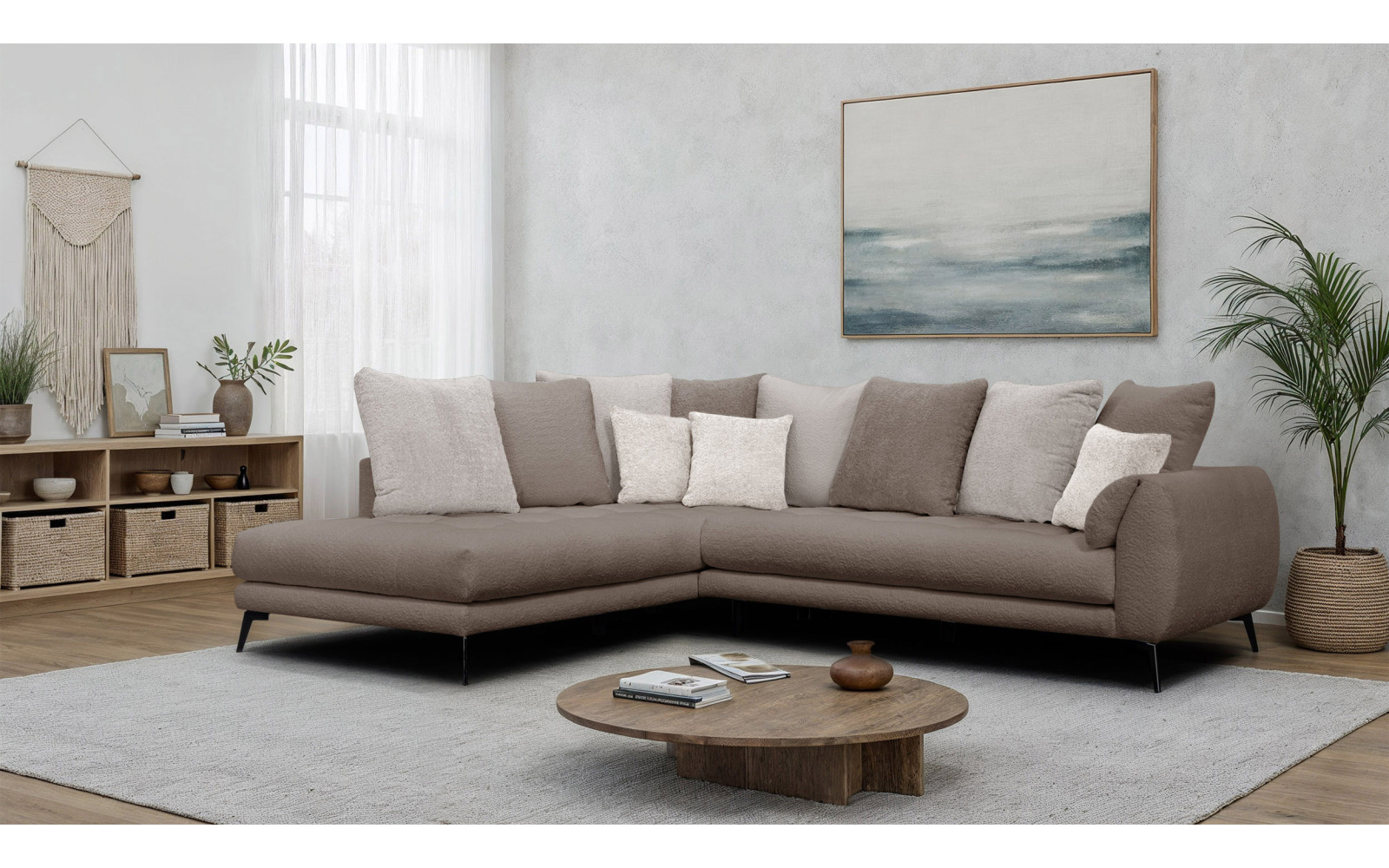 Ecksofa 5-Sitzer CALME, beige und écru