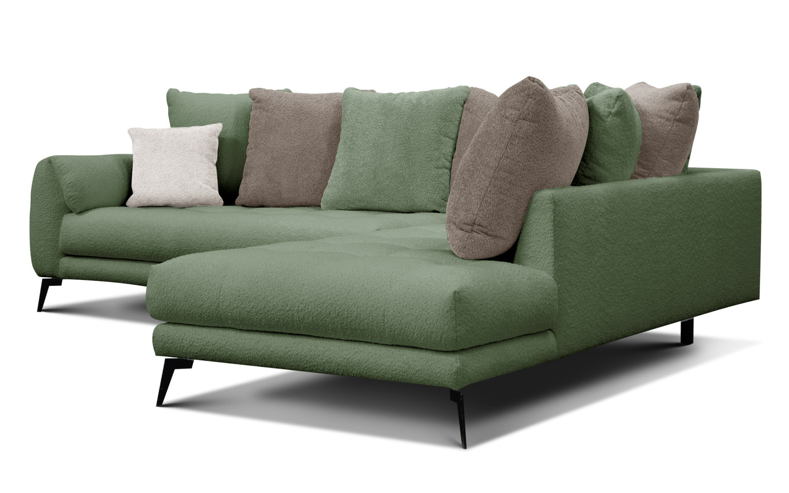Ecksofa 5-Sitzer CALME, olive und beige