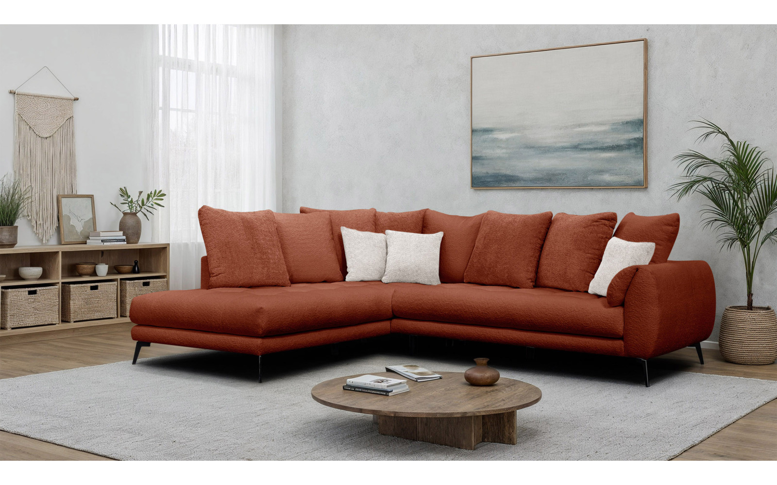 Ecksofa 5-Sitzer CALME, dunkelorange