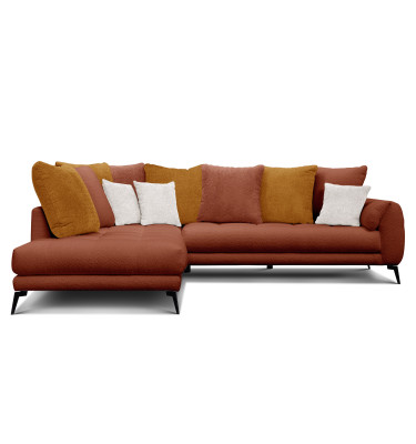 Ecksofa 5-Sitzer CALME, dunkelorange und écru