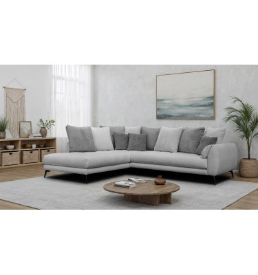 Ecksofa 5-Sitzer CALME, hellgrau und dunkelgrau