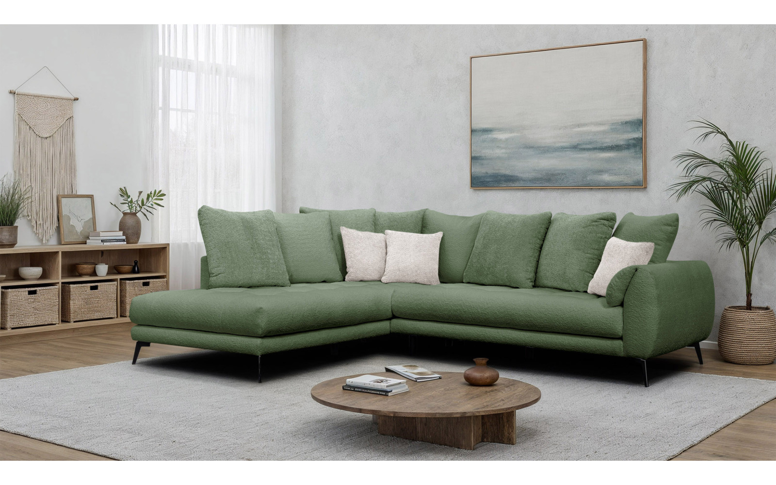 Ecksofa 5-Sitzer CALME, olive