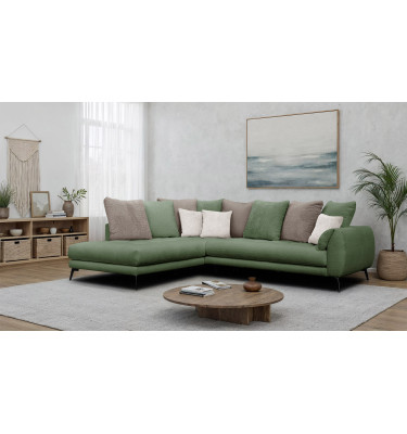 Ecksofa 5-Sitzer CALME, olive und beige