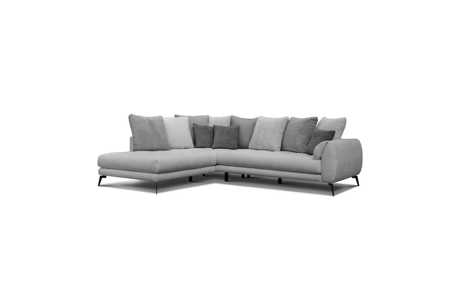 Ecksofa 5-Sitzer CALME, hellgrau und dunkelgrau