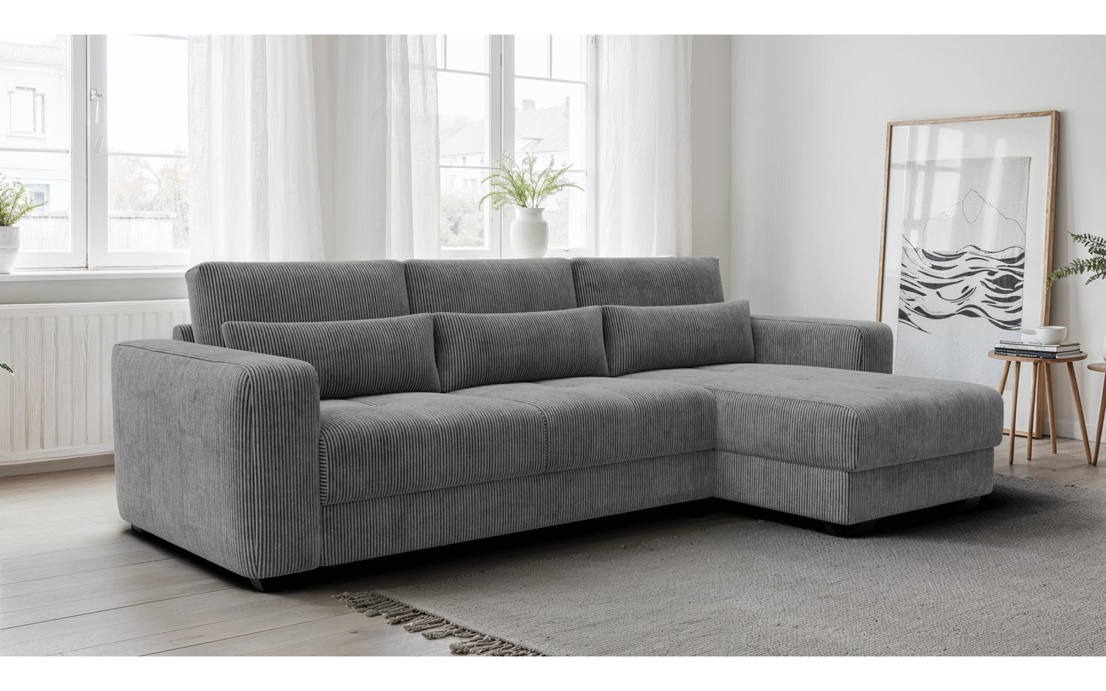 Ecksofa 4-Sitzer rechts OLI, dunkelgrau