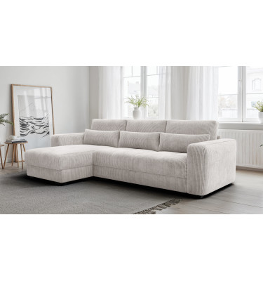 Ecksofa 4-Sitzer links OLI, perlweiß