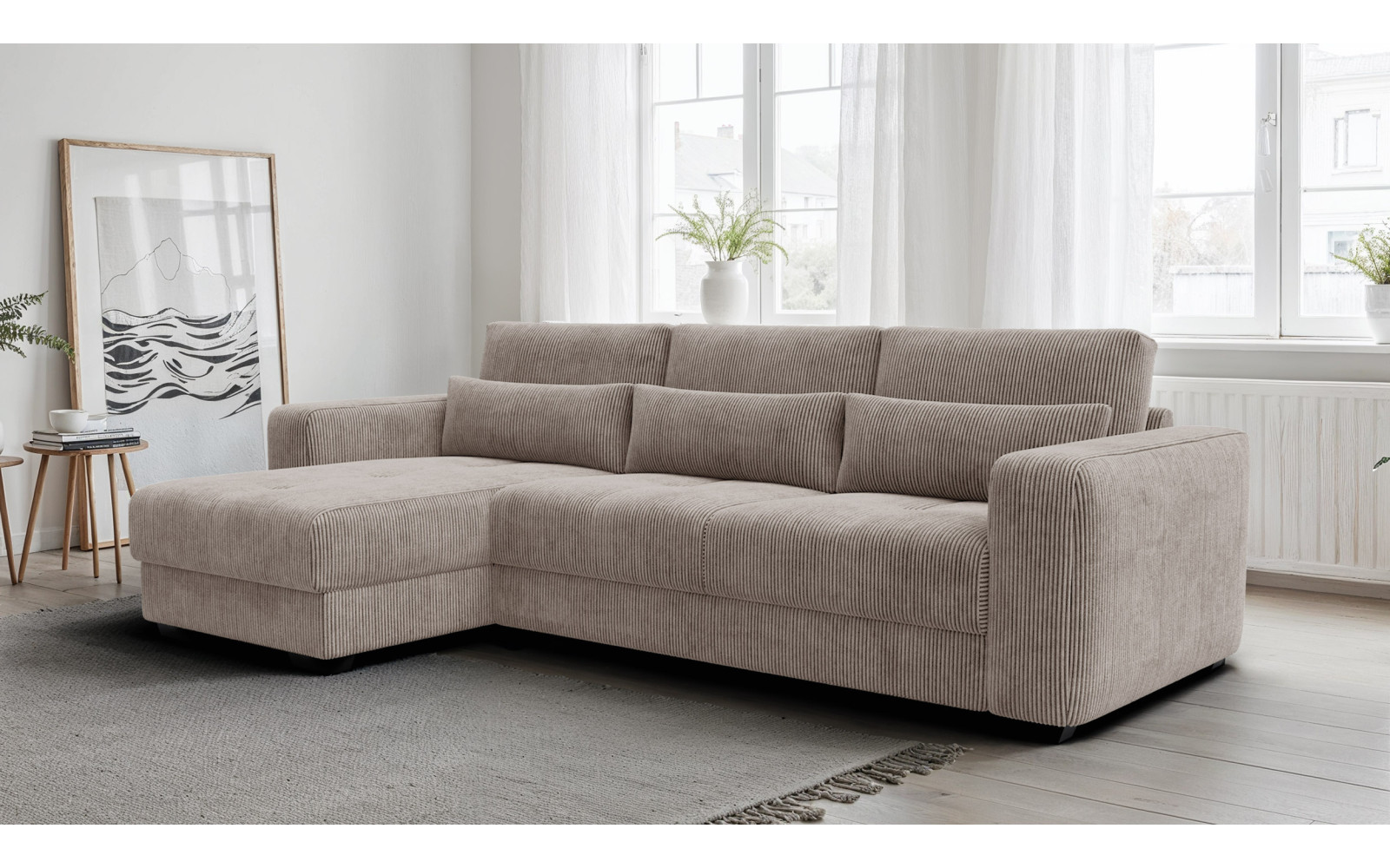 Ecksofa 4-Sitzer links OLI, taupe