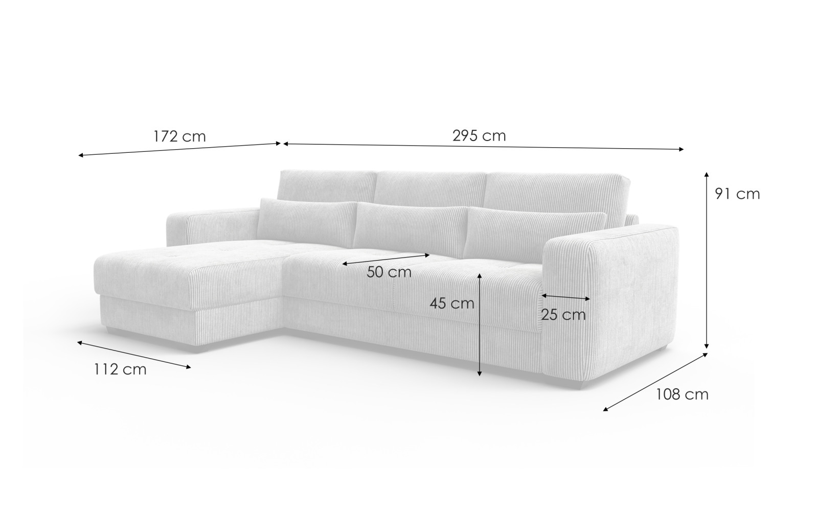 Ecksofa 4-Sitzer links OLI, taupe