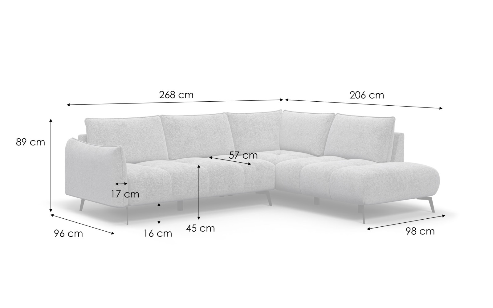 Ecksofa 5-Sitzer rechts AERA, orange