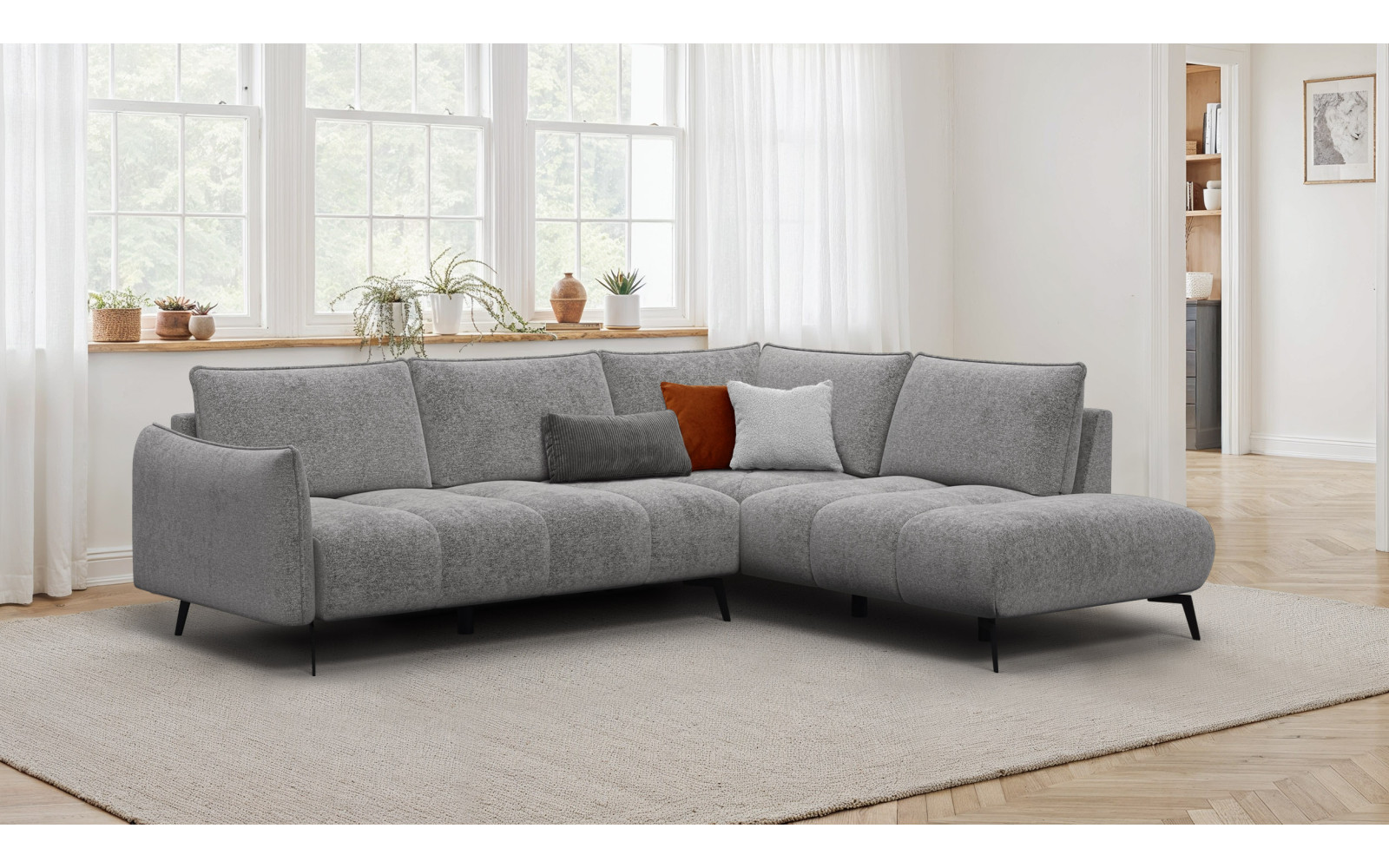 Ecksofa 5-Sitzer rechts AERA, platingrau