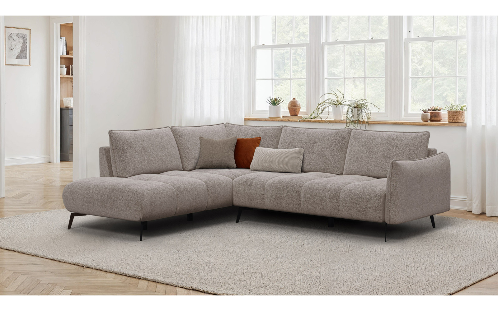 Ecksofa 5-Sitzer links AERA, dunkelbeige