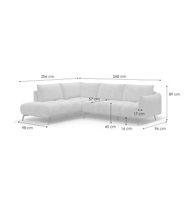 Ecksofa 5-Sitzer links AERA, dunkelbeige