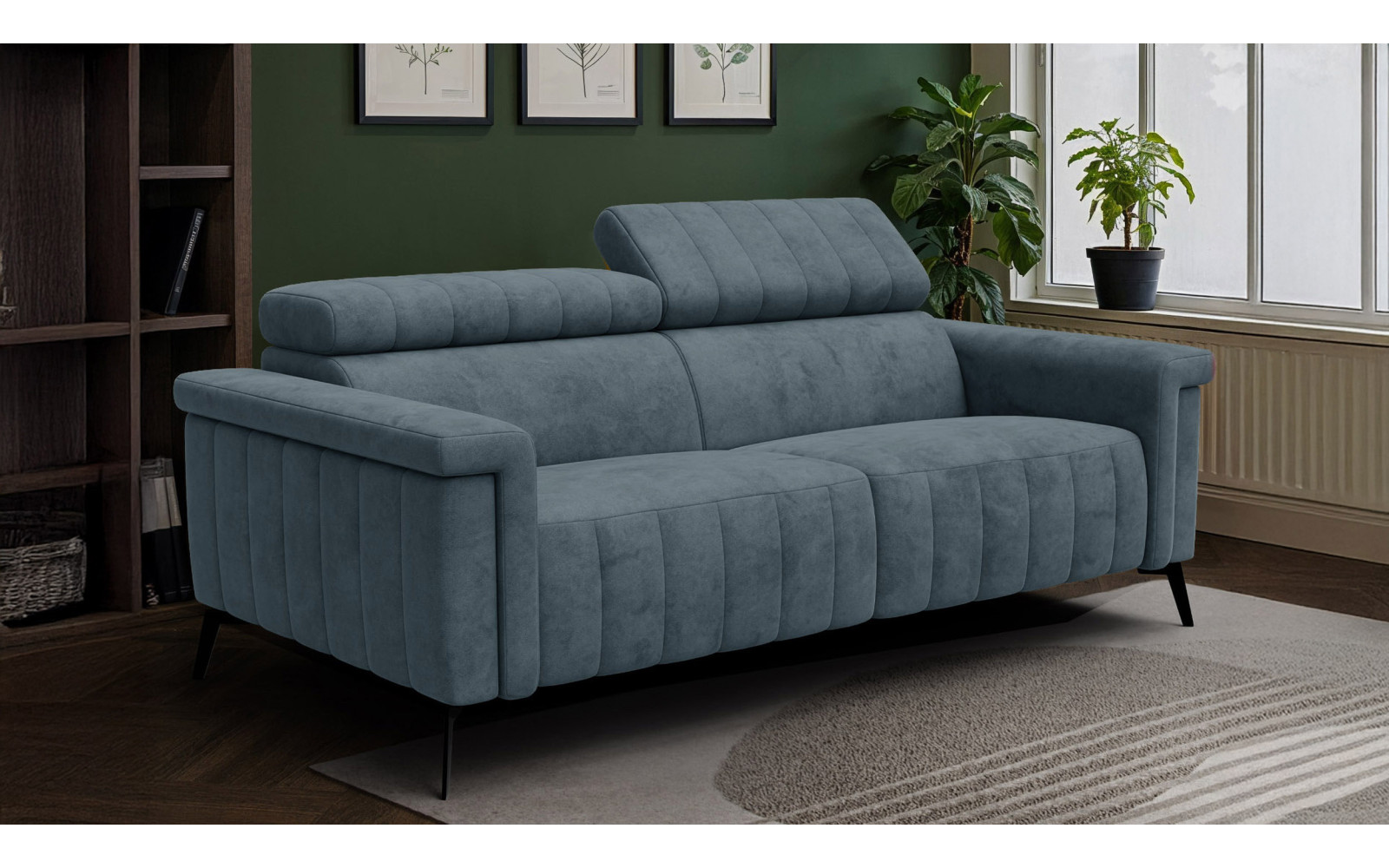 Sofa 3-Sitzer NORDEL, blaugrau