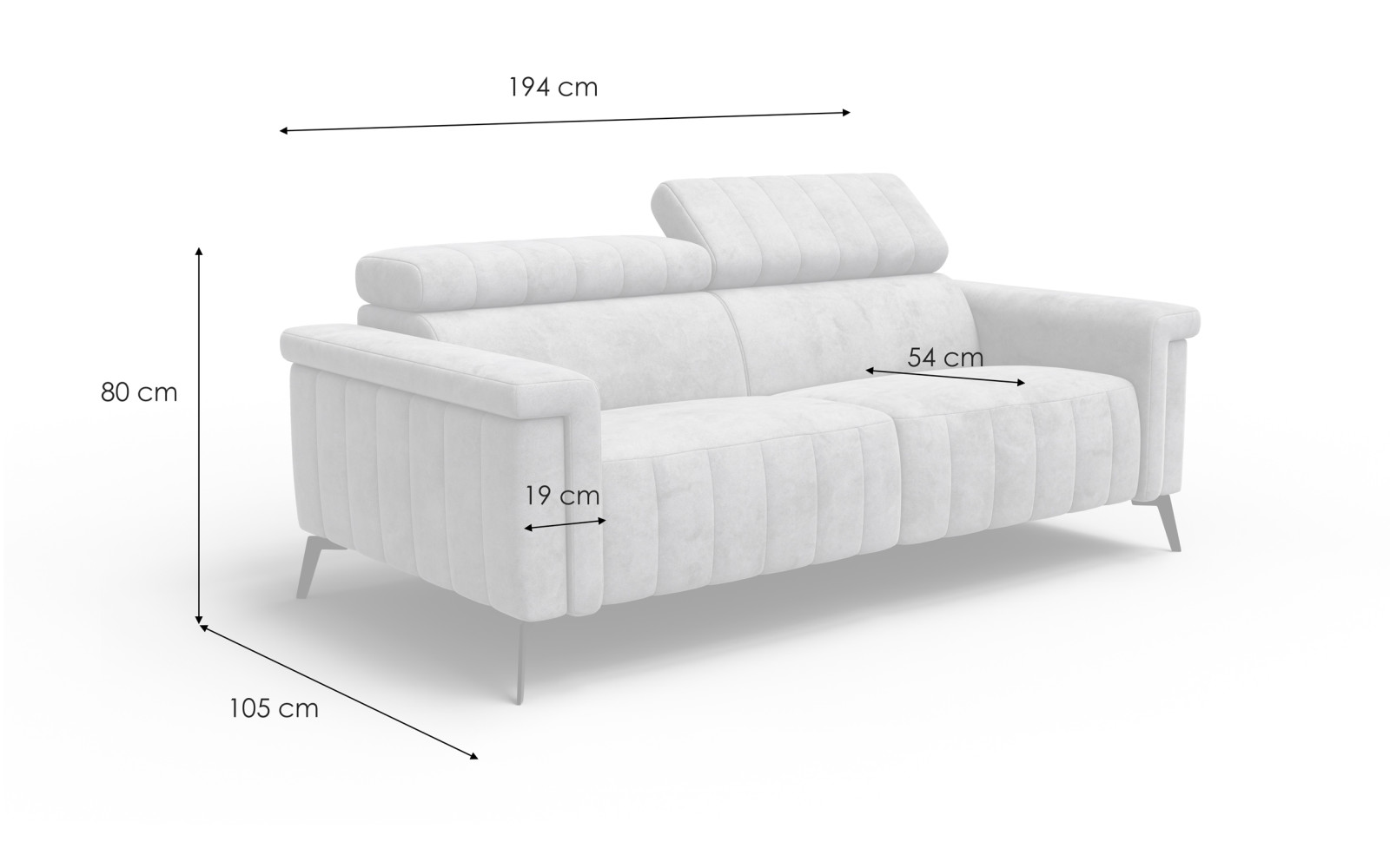 Sofa 3-Sitzer NORDEL, bordeaux