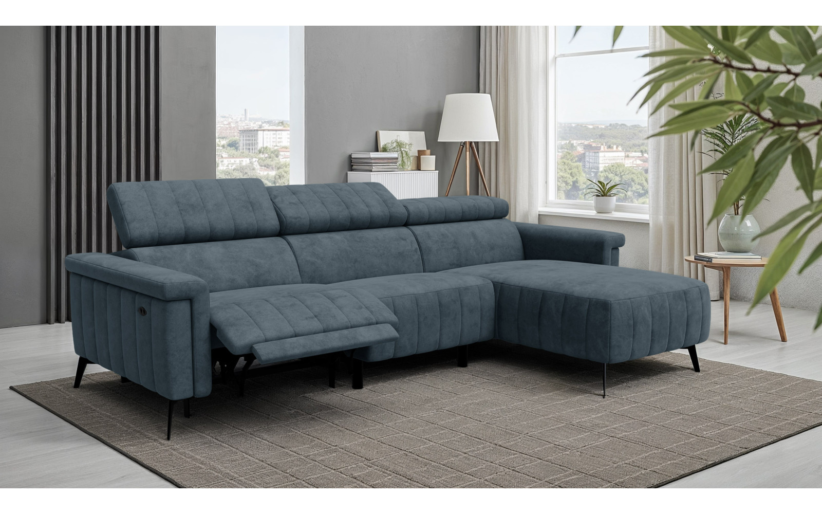 Ecksofa 4-Sitzer NORDEL, blaugrau