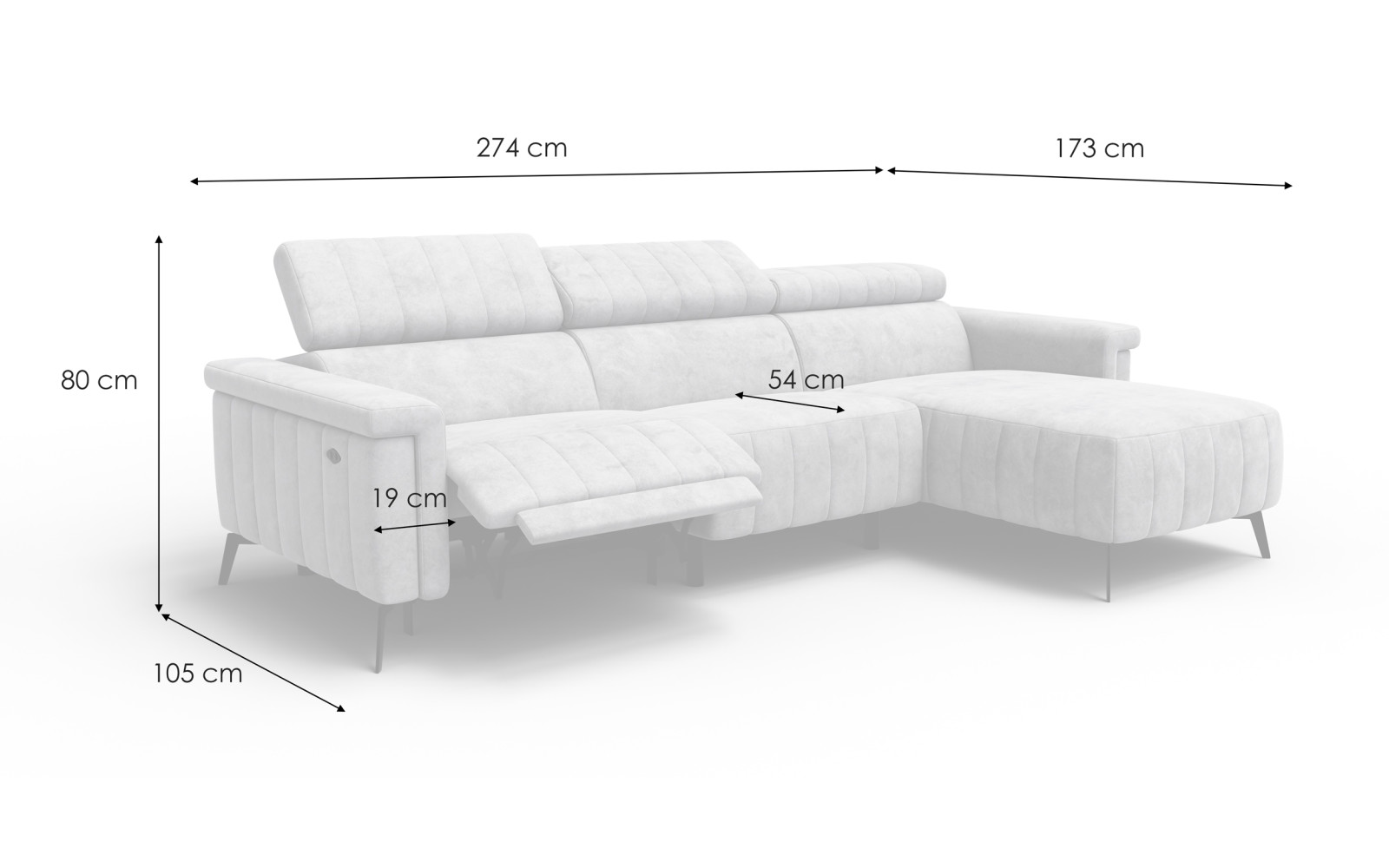 Ecksofa 4-Sitzer NORDEL, grau