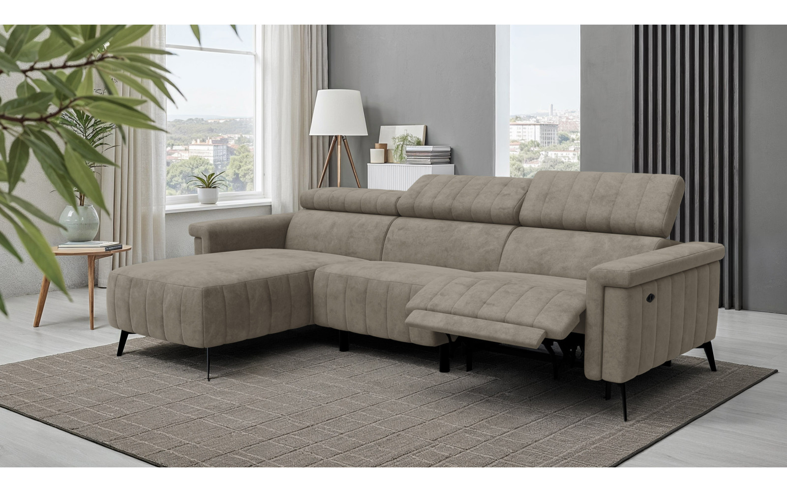 Ecksofa 4-Sitzer NORDEL, dunkles beige